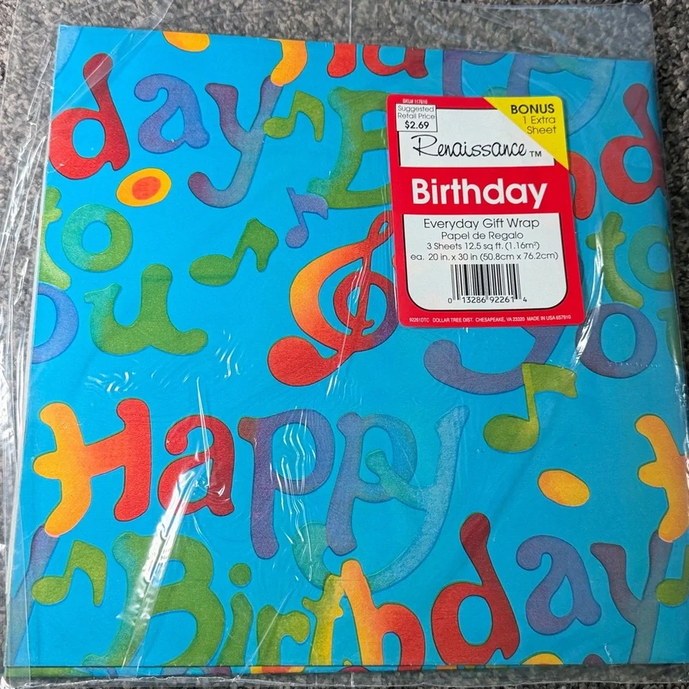 5/$25 VINTAGE Birthday Wrapping Paper Script